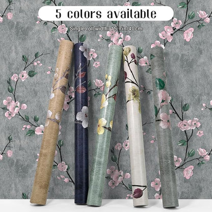 Floral Peel and Stick Wallpaper Flower Tree Contact Paper A Set of 17.5"x480" Self Adhesive Removable Modern Grey Wall Paper Decorative Wall Covering Countertop Vinyl Film Roll