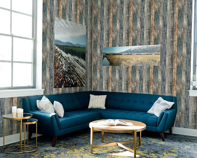FLFK Grey Wood 16" x 256" Removable Wallpaper Peel and Stick for Bedroom Kitchen Bathroom