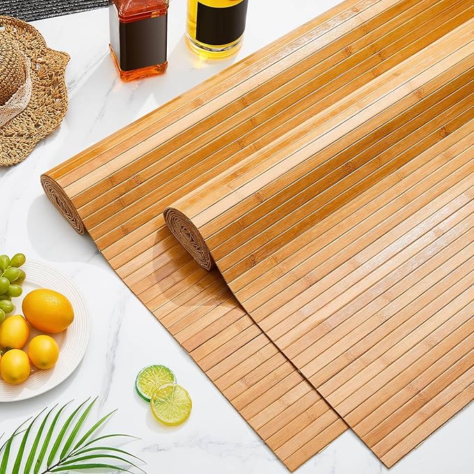 Juexica 2 Pcs Natural Bamboo Wall Panel 4 x 2 ft Bamboo Covering Renewable Pole Wrap Fencing Wainscoting Room Divider for Interior Wall Decoration Bedroom Living Room Ceiling Tiles Outdoor Kitchen