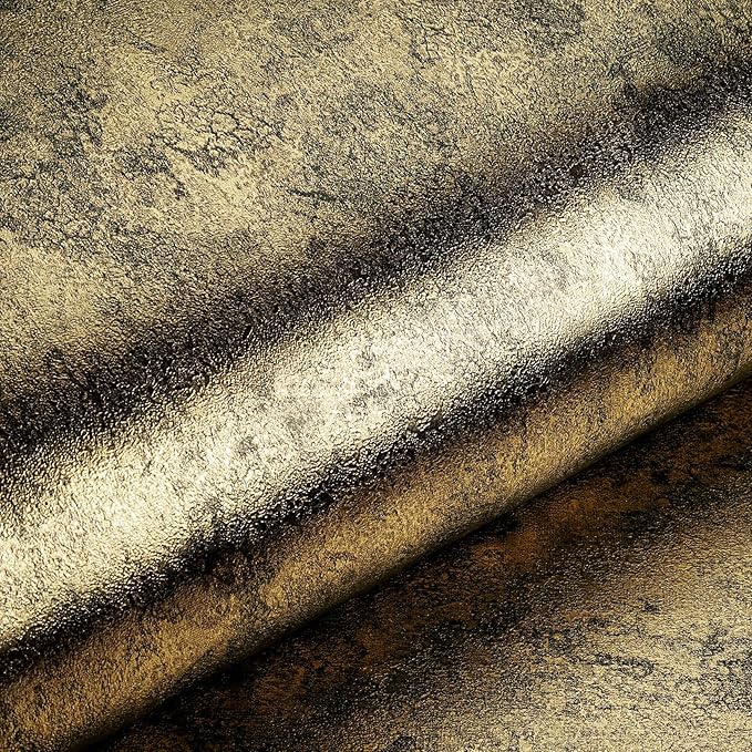 Livelynine 15.8x197 Antique Gold Wall Paper Peel and Stick Metallic Gold Accents Modern Textured Embossed Wallpaper for Bathroom Renter Friendly Decorative Contact Paper for Walls Kitchen Counter Top