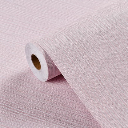 Haimin Grasscloth Wallpaper Textured 24in X 393in Fabric Contact Paper Pink Wall Paper Textured Linen Peel and Stick Self-Adhesive Thick Vinyl Embossed Film Wallpaper (Pink)