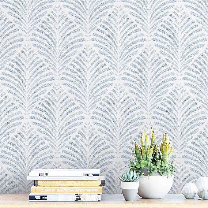 Safiyya Peel and Stick Wallpaper Boho Contact Paper 17.3"x196" Blue Geometric Modern Wall Paper Self Adhesive Removable Wallpaper for Bedroom Vinyl Rolls