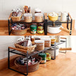 2-Pack Stackable Organizer Set-Versatile Storage Solution for Cabinets and Countertops-Kitchen and Pantry Shelf, Spice Rack - Space-Saving Design-Metal Wire-Black