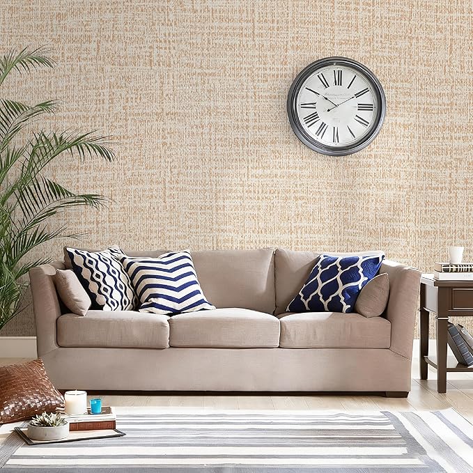 Guvana Grasscloth Peel and Stick Wallpaper Beige Textured Contact Paper Modern Removable Self Adhesive Wall Paper Thicken Fabric Faux Linen Wallpaper for Bathroom Living Room Cabinets 197inx15.7in