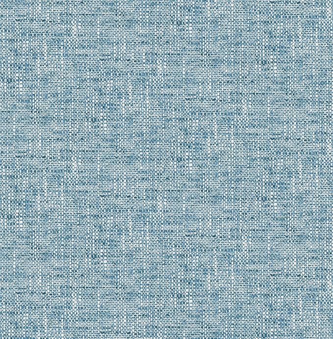 NuWallpaper NU2918 Navy Poplin Texture Peel & Stick Wallpaper, Blue