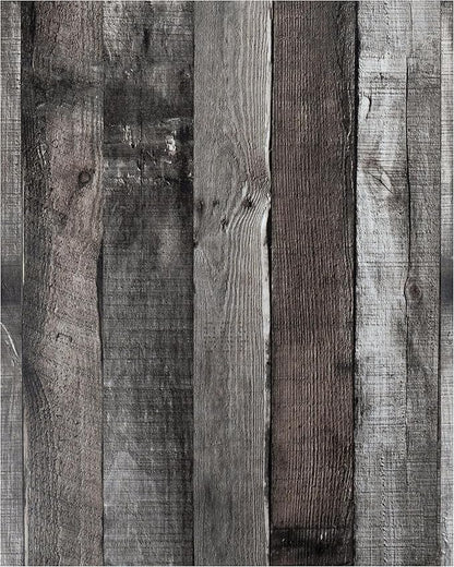 Yun-aeon Natural Wood-Dark Grey Wood Contact Paper Peel and Stick Wallpaper 17.3"x 236"Self Adhesive Removable Vintage Faux Wood Wall Paper Plank Shelf Home Decoration Kitchen Counter Cover Use