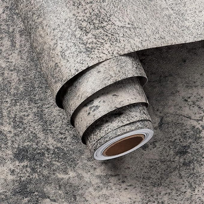 FunStick 15.7"x240" Stained Grey Concrete Contact Paper for Countertops Self Adhesive Removable Concrete Wallpaper Peel and Stick Industrial Faux Cement Wall Paper Roll for Bathroom Living Room Desk