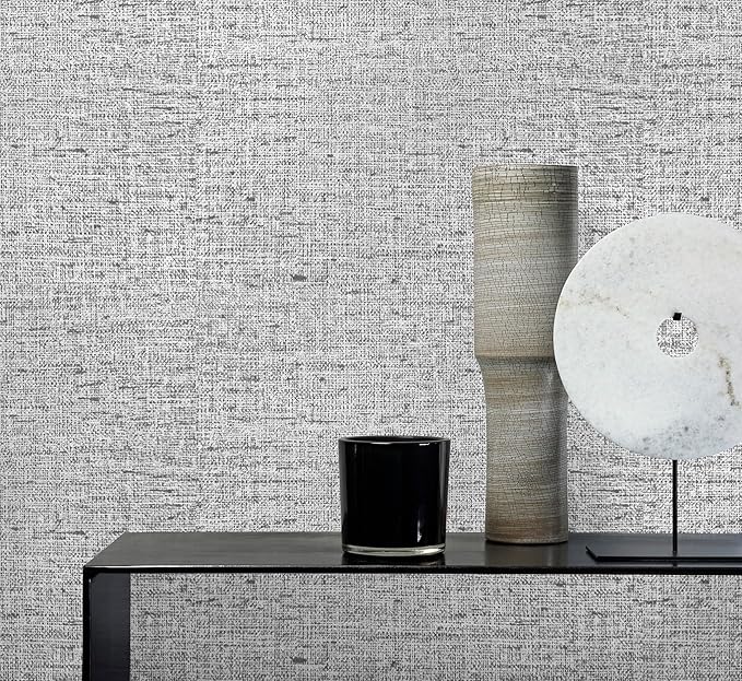 Gray Grasscloth Peel and Stick Wallpaper Textured Contact Paper 15.7inch x 393.7inch Faux Linen Vintage Grasscloth Contact Paper Self Adhesive Removable Wallpaper Vinyl