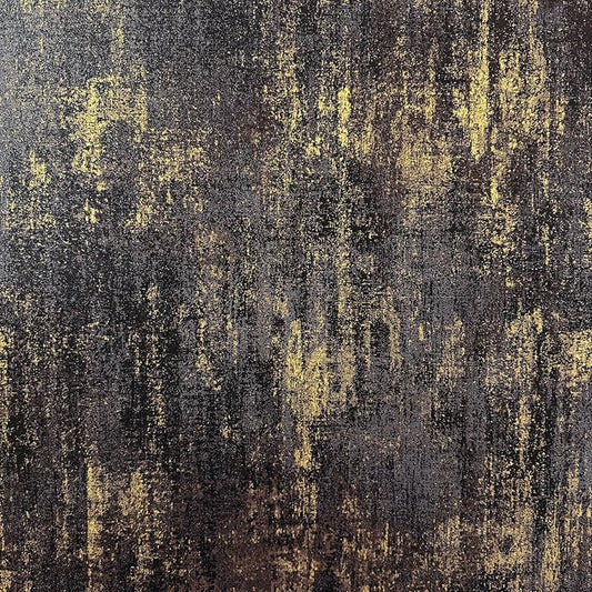 JiffDiff Vintage Metallic Peel and Stick Wallpaper Self Adhesive Industrial Metallic Concrete Wall Paper Modern Stick on Wallpaper Contact Paper(17.3" x 120" Black Gold)