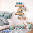 NATURE SUPPLIES Set of 4, Natural Wood Floating Nursery Book Shelves, 16.4