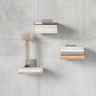 Umbra Conceal, Sturdy Metal Floating Bookshelf for Wall, Silver, Large, Set of 3